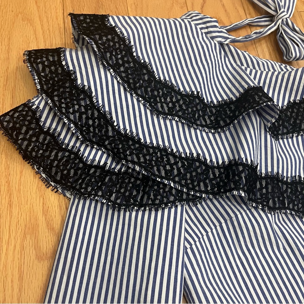 Veronica Beard Isla Striped One Shoulder Blouse - Picture 4 of 11